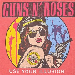 LUCKY BRAND Guns n Roses Mens Large Red Distressed Casual Music Rock Metal NWT