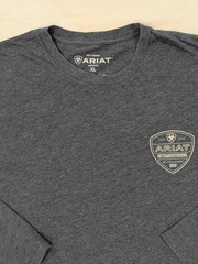 Ariat Shirt Mens XL Gray Long Sleeve International Shield Logo Back Graphic Tee