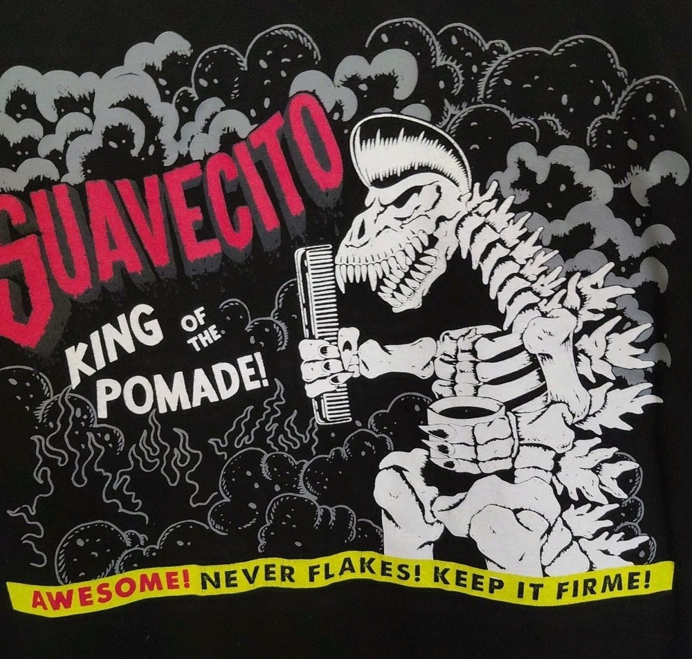 Suavecito Pomade T-Shirt Mens Size L Black Skeleton Barber Short Sleeves