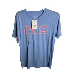 Columbia Men’s Pfg Hooks Short Sleeve T-shirt – Light Blue Size XXL