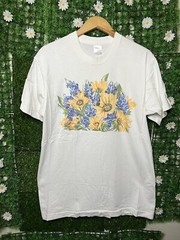 Vintage 1996 Sunflowers Outdoor Nature Art T-Shirt Large White USA Made FOTL SEE