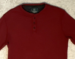 G.H. Bass Co. Men’s Long Sleeve Pullover Waffle Henley Shirt Burgundy Size XL