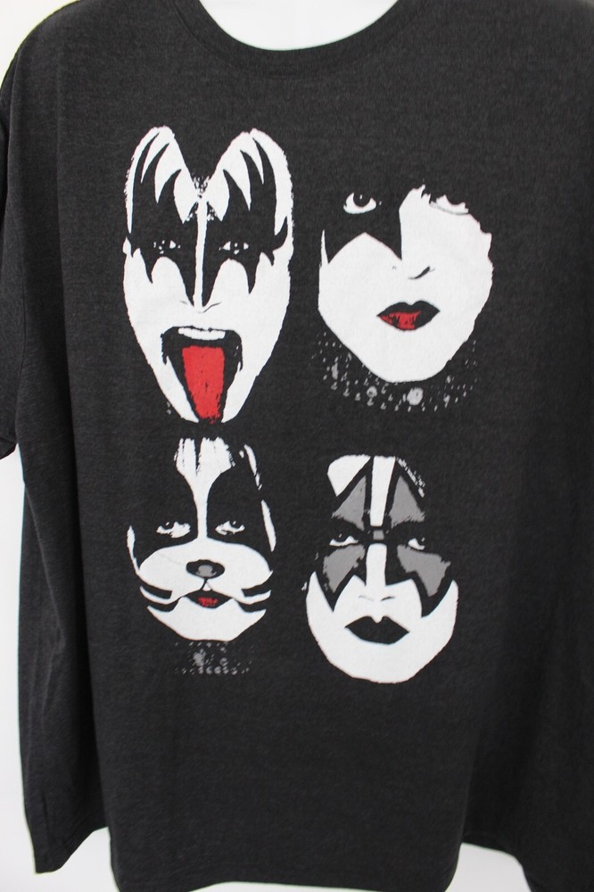 KISS CHARCOAL-BLACK “FOUR FACES” S/S T-SHIRT SZ: 5XLT 5XT NWT RARE FIND