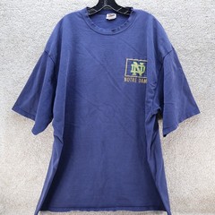 Notre Dame Mens 2XL Embroidered Logo T-Shirt Blue NCAA (see photo for flaw)