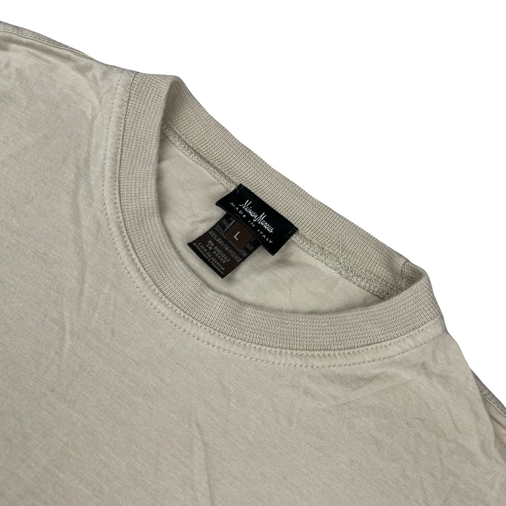 Neiman Marcus Men’s Cotton/Rayon Crewneck S/S T-Shirt Beige • Italy • Large