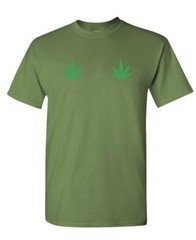 POT LEAVES ON BOOBS – 420 marijuana weed – Cotton Unisex T-Shirt