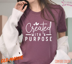 Unisex Created With A Purp T-Shirt, Men T shirt,Women T shirt Gift Christian Top