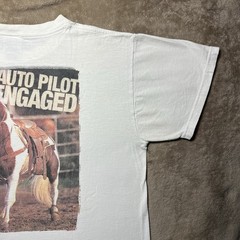 Vintage 90s APHA Horse T Shirt Mens M White Auto Pilot Engaged FOTL