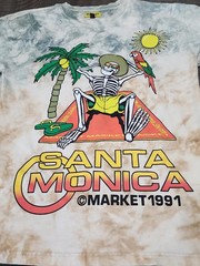 Market Santa Monica 1991 Skeleton Graphic Tie-die Short Sleeve Shirt Mens Large