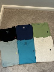 Lot Of 6 vintage Polo Ralph Lauren V neck T-Shirt Bundle Mens Medium & Large