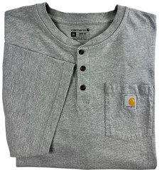 2 Carhartt Dearborn Henley Men 2XL Loose Fit XXL Gray Shirt Pocket Logo Workwear