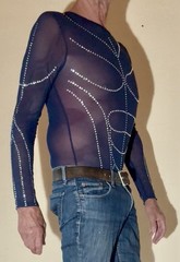 Men’s Sheer Mesh Beaded Shirt Rave Festival Club – Free Ship – Pup Approved!