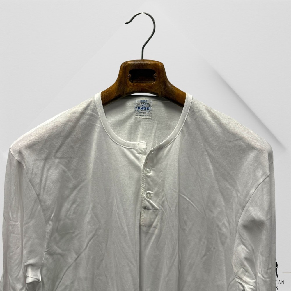 Vintage 50s Race Brand Henley Long Sleeve Shirt Republican Workwear White Sz 44