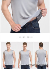 Men Silk Knitted Tank Top V Collar Sleeveless T-Shirt Breathable Undershirt Tops