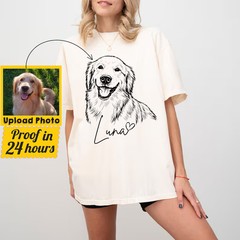 Custom Dog Portrait Photo Comfort Tee Personalized Pet Memorial Shirt Gift