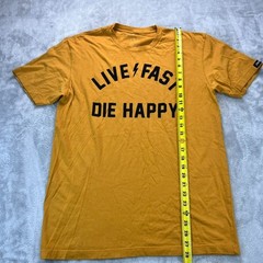 FastHouse Live Fast Die Happy T-Shirt Mens Large Yellow