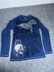 Rare Y2k No Boundaries Longsleeve Skull Cross Wings Thermal S