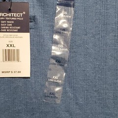 Architect Shirt Men’s 2XL Blue Polo Easy Care Stretch Pullover Casual Outdoor