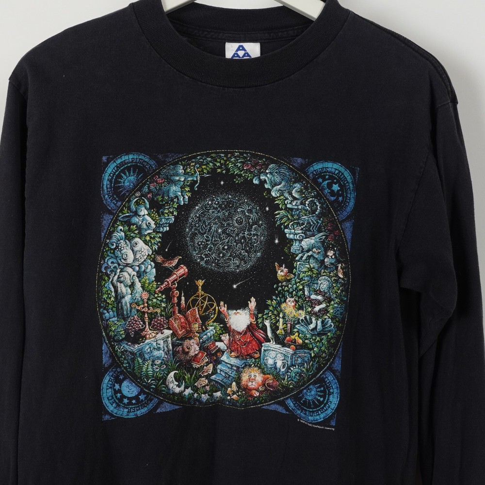 Vintage 90s The Astrologer Bill Bell Wizard Long Sleeve T Shirt Size Small 1998