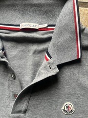 Moncler Maglia Polo Manica Corta Gray Grey T – Shirt Mens Size XL Cotton Pique