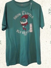 NWT – Christmas Holiday “Show A Little ELF RESPECT” Adult Sz L Green S-Sleeve Te