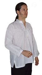 Moroccan Men Tunic Shirt Cafan Casual Handmade Embroidered Cotton X- Large White