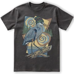 Great Blue Heron T-Shirt Beanie Hat Geometric Outdoor Nature Bird Lover Gift