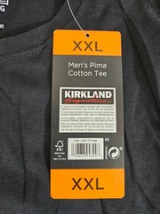 XXL / 2XL – BLACK – Kirkland Signature Men’s 100% Pima Cotton T-Shirt Tee