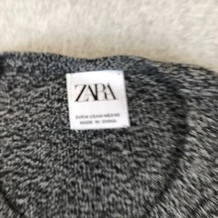 ZARA Crewneck Jersey Knit Sweater Shirt Black/White Mens Medium Long Sleeve
