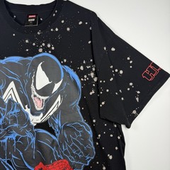 HUF x Marvel Venom vs Spiderman Men T-Shirt XL ‘Venom is Back Black’ Bleach Wash