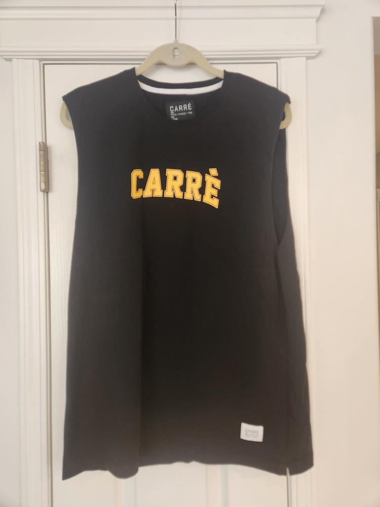 Mens Carre black and yellow muscle tee tank size large streetwear athleisure