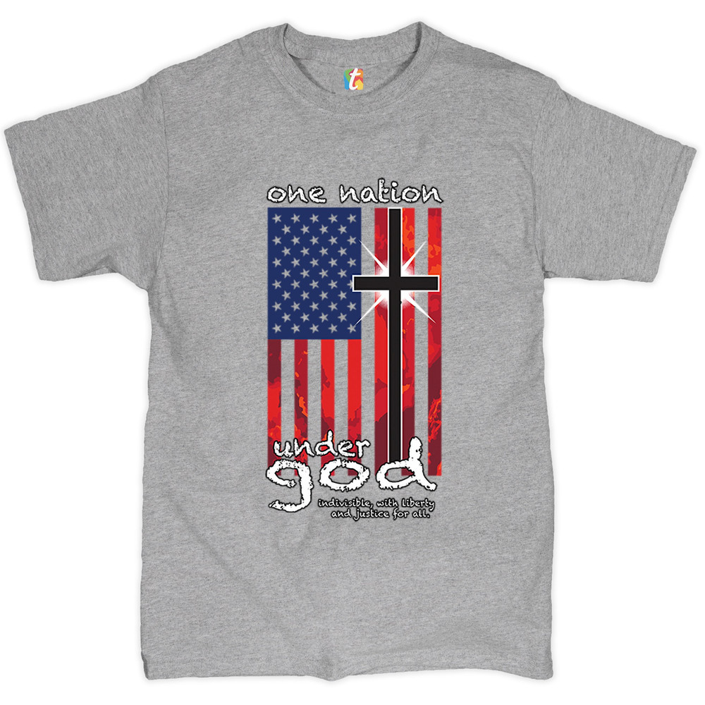 One Nation Under God T-shirt USA American Flag Patriotic Christian Men’s Tee