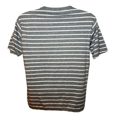 Peter Millar Collection Mens M Grey White Striped Cotton Blend Crew Neck T-Shirt