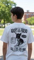 Vans “Adopt-a-Friend” Unique Animal Shelter T-shirt Adult Small 100% Cotton NWOT
