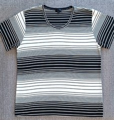 EN NOIR Black & White Varied Stripe Short Sleeve T-Shirt Size L