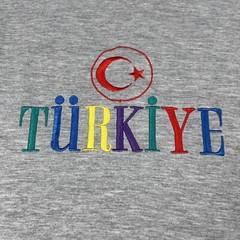 VTG Turkiye / Turkey Embroidered Grey T-Shirt Sz XL