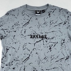 WXYZ HFGC0 Mens Savage Graphic T-Shirt Grey Black Marble Crackle Print Small