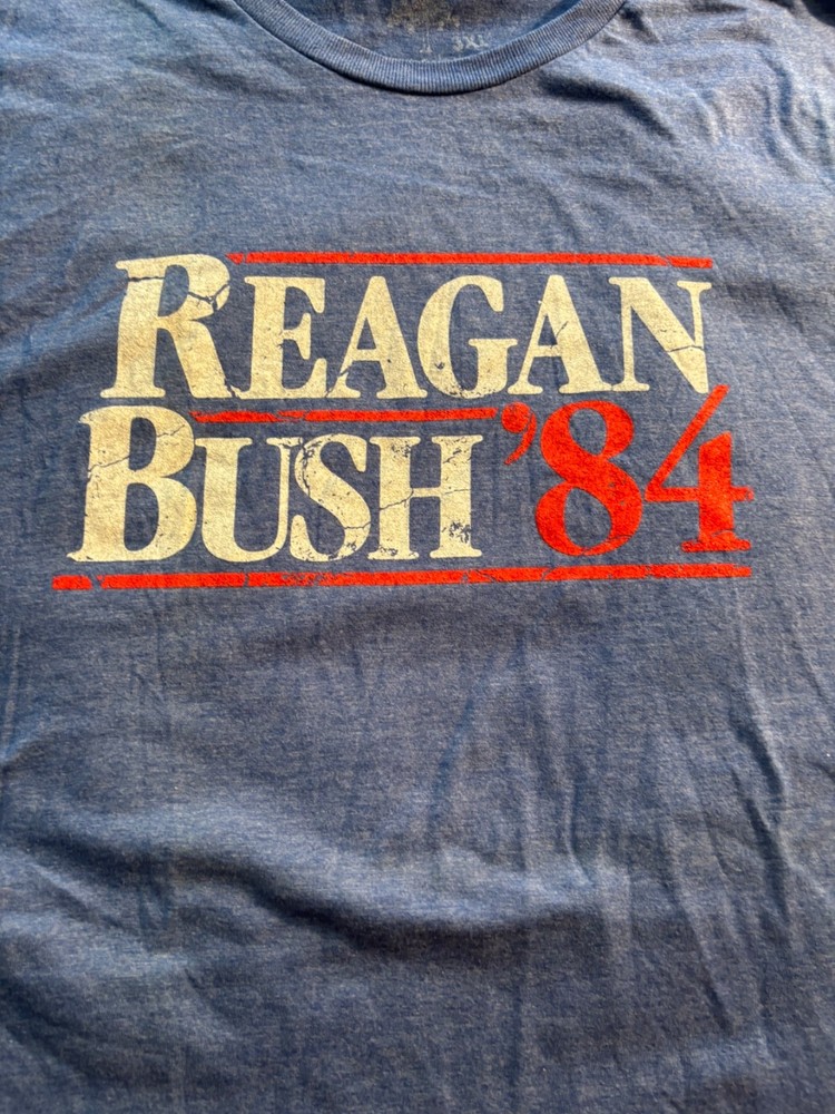 Ronald Reagan George Bush 1984 campaign logo t shirt Ann Arbor 3xl politics