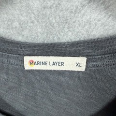 Marine Layer Mens XL Gray Cotton Henley Long Sleeve Shirt Elbow Patches