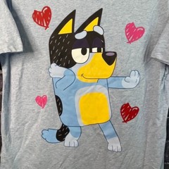 Bluey Men’s LARGE Bandit Bingo Family Hearts Shirt Heart