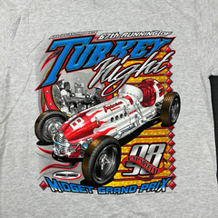 Vintage Midget Grand Prix Shirt Mens Large Gray Turkey Night Speedway Racing 98