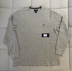 Polo Ralph Lauren Waffle Knit Long Sleeve Sleep Shirt Men’s Size XL Heather Grey