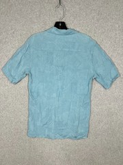 Men’s Batik Bay Easy Care Blue Short Sleeve Button Down Shirt Size Small