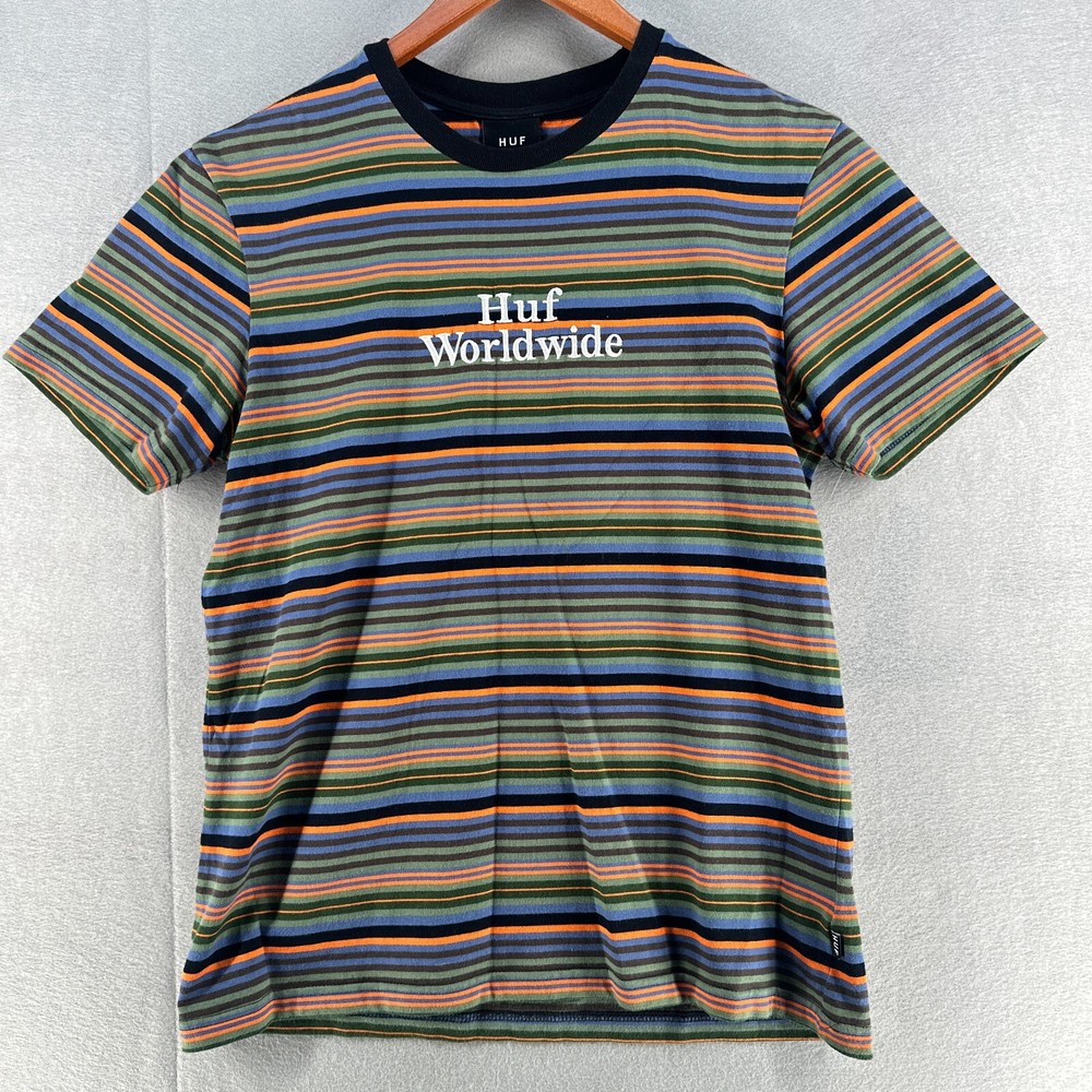 Huff Mens Shirt Small Blue Contrasting Trim Casual Short Sleeve Embroidered Logo