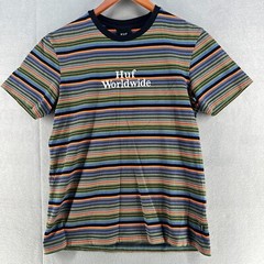Huff Mens Shirt Small Blue Contrasting Trim Casual Short Sleeve Embroidered Logo