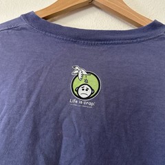 Life is Crap Gas Pump First Born Graphic Tee XXL Navy Humor Y2K 2000s Faded