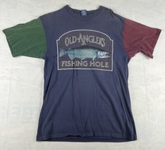 Vintage Belton Designer Tee Tri Color Old Angler’s Fishing Hole Shirt L Made USA