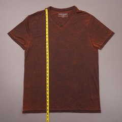 Buckle Black Burnout V-Neck Short Sleeve T Shirt Mens XL Orange BB3165 EUC