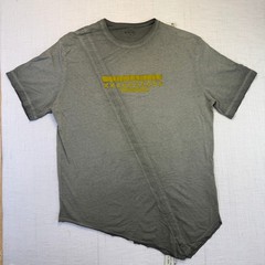 Expert Asymmetrical Graphic Tee Medium Mens Green Raw Hem Distressed Streetwear
