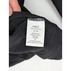 Vince Garment Dyed Henley Shirt Mens Medium Black Long Sleeve Pima Cotton Peru